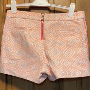 J. Crew High Waist Pink and White Shorts with Geometric Pattern